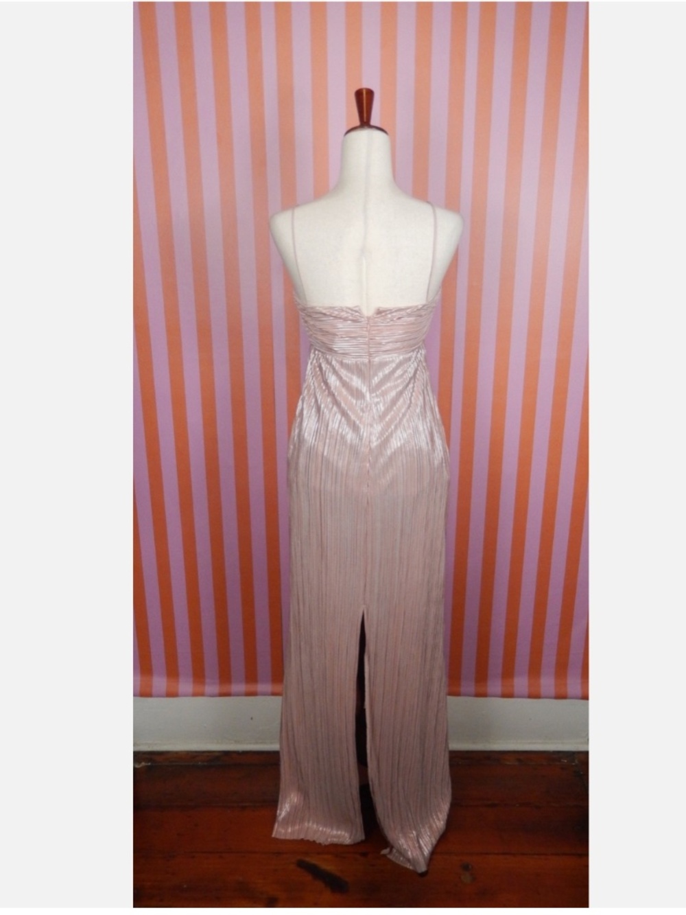 Lovers And Friends Light Metallic Pink Plisse Mya Formal Hoco Gown Dress New S - Picture 9 of 9